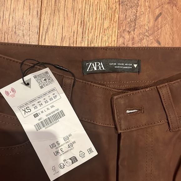 NWT Zara Woman’s Brown Wide Leg Jeans Size XS - Picture 4 of 7